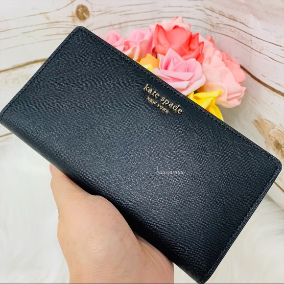 Large slim bifold wallet Cameron black NWT leather - Picture 2 of 6